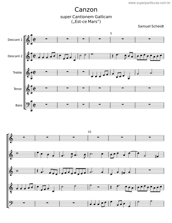 Partitura da música Canzon `Cornetto`, Sswv 56 – Samuel Scheidt