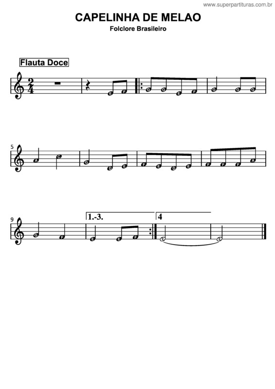 Partitura da música Capelinha De Melão