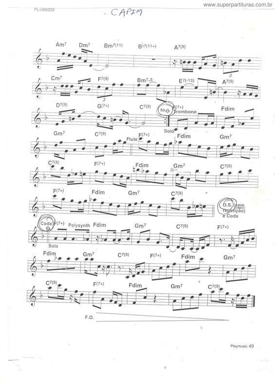 Partitura da música Capim v.3