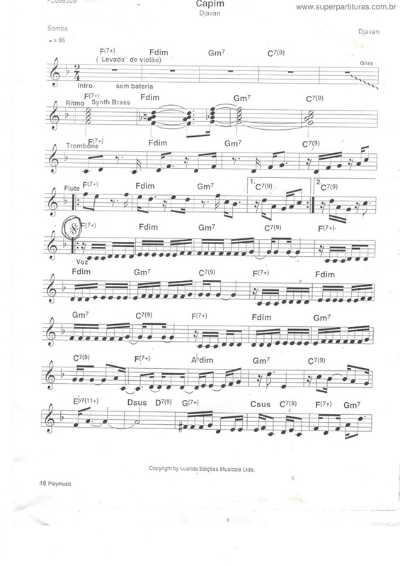 Partitura da música Capim v.4