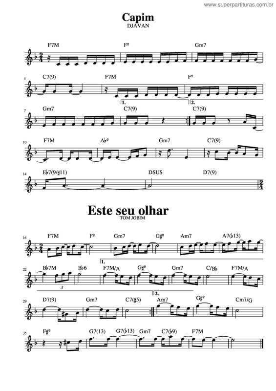 Partitura da música Capim_Djavan