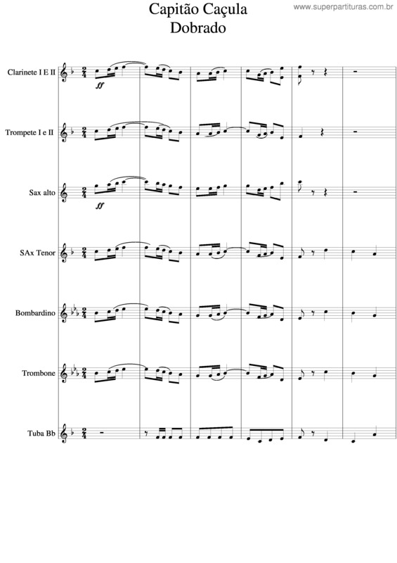 Partitura da música Capitao Caçula