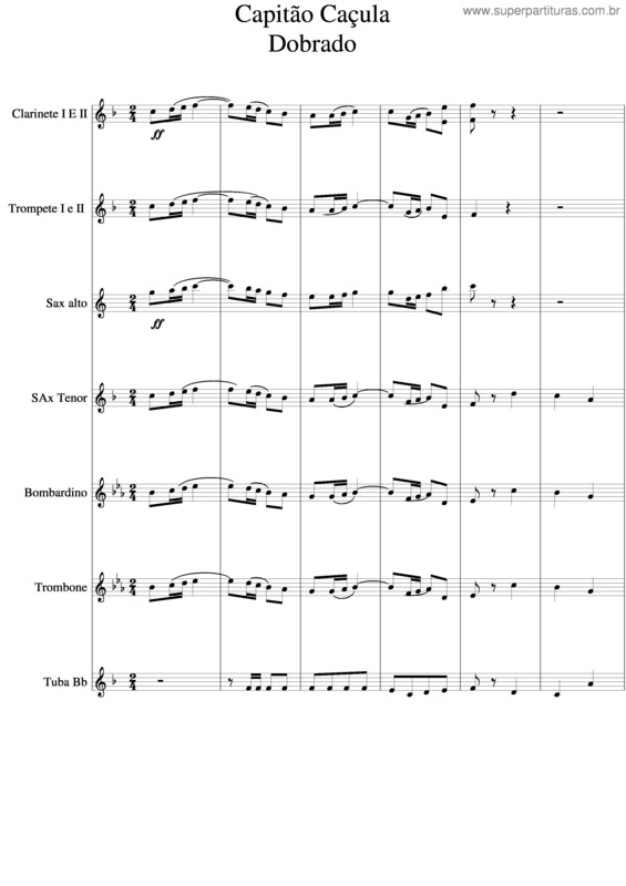 Partitura da música Capitao Caçula