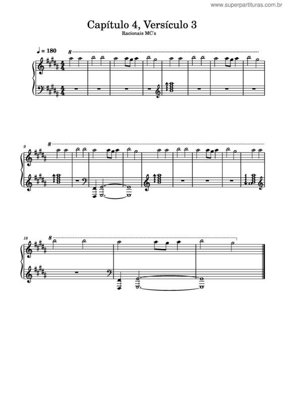 Partitura da música Capítulo 4, Versículo 3