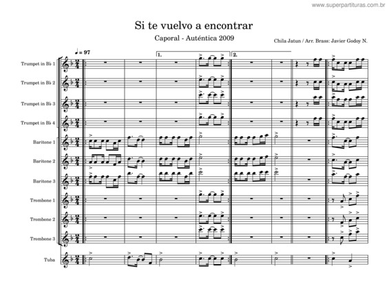 Partitura da música Caporal – 2009 – Autentica – Si Te Vuelvo A Encontrar