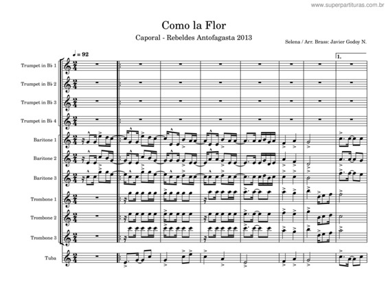 Partitura da música Caporal – 2013 – Rebeldes Antofagasta – Como La Flor