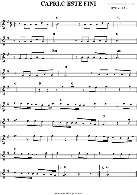 Partitura da música Capri,C`Este Fini