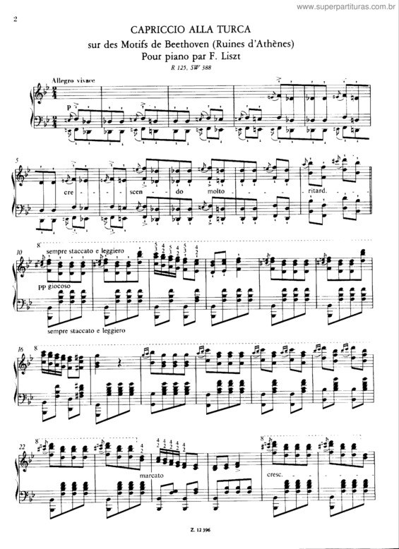Partitura da música Capriccio alla turca sur des motifs de Beethoven