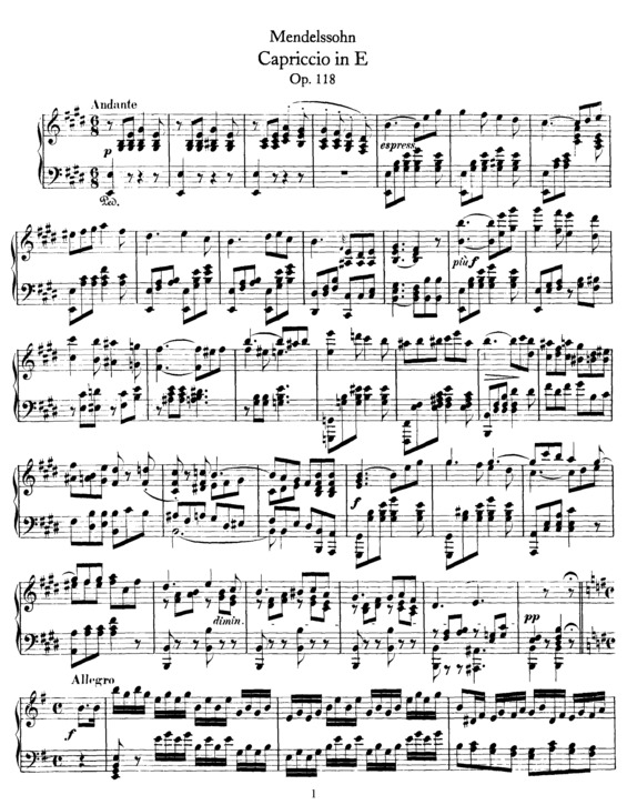 Partitura da música Capriccio in E major
