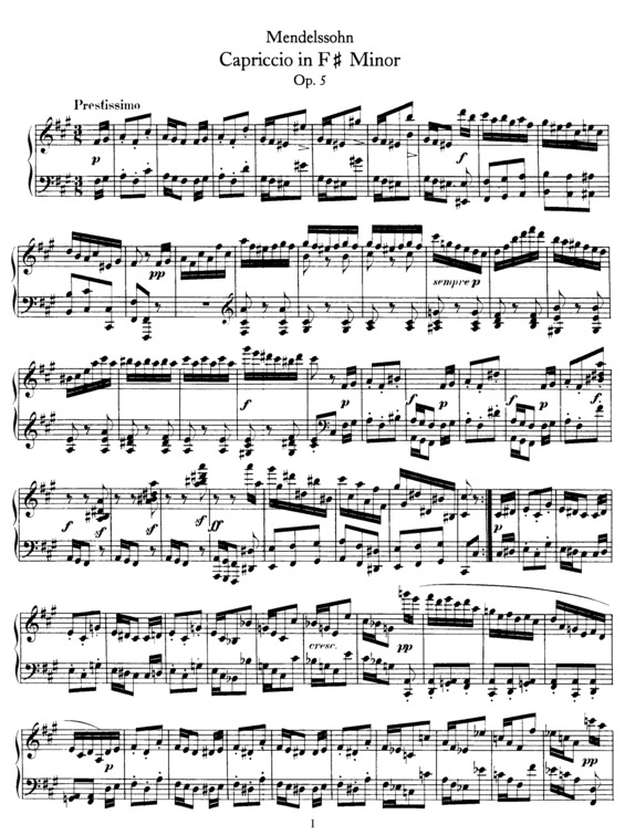 Partitura da música Capriccio in F# minor