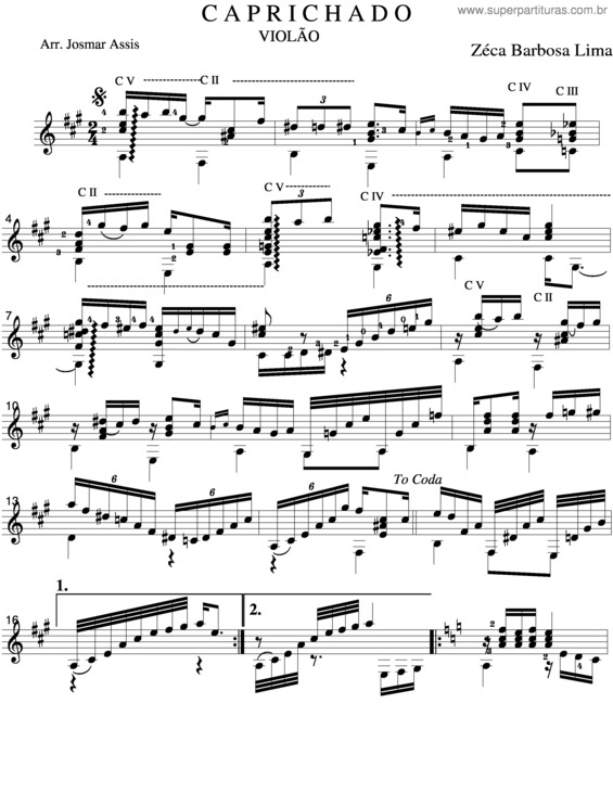 Partitura da música Caprichado