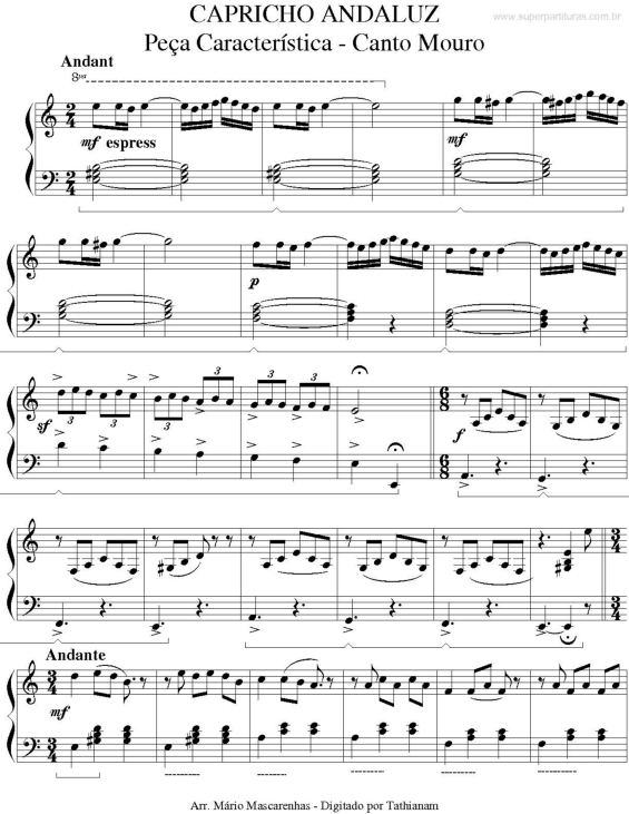 Partitura da música Capricho Andaluz