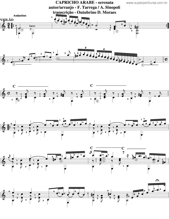 Partitura da música Capricho Arabe v.2