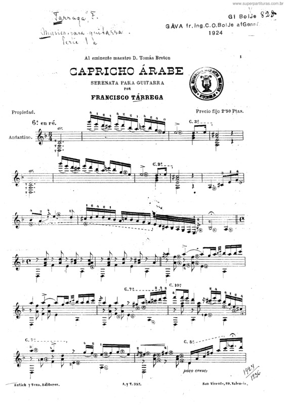 Partitura da música Capricho Arabe v.3