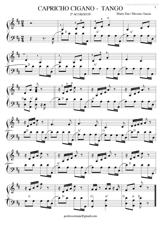 Partitura da música Capricho Cigano v.2