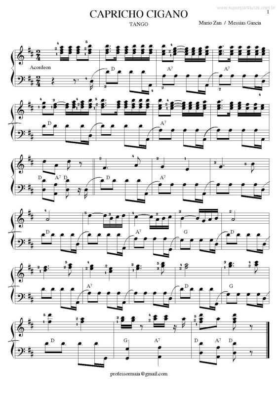 Partitura da música Capricho Cigano