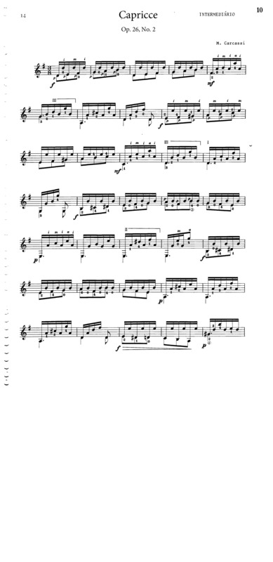 Partitura da música Capricho Op. 26 Nr 2