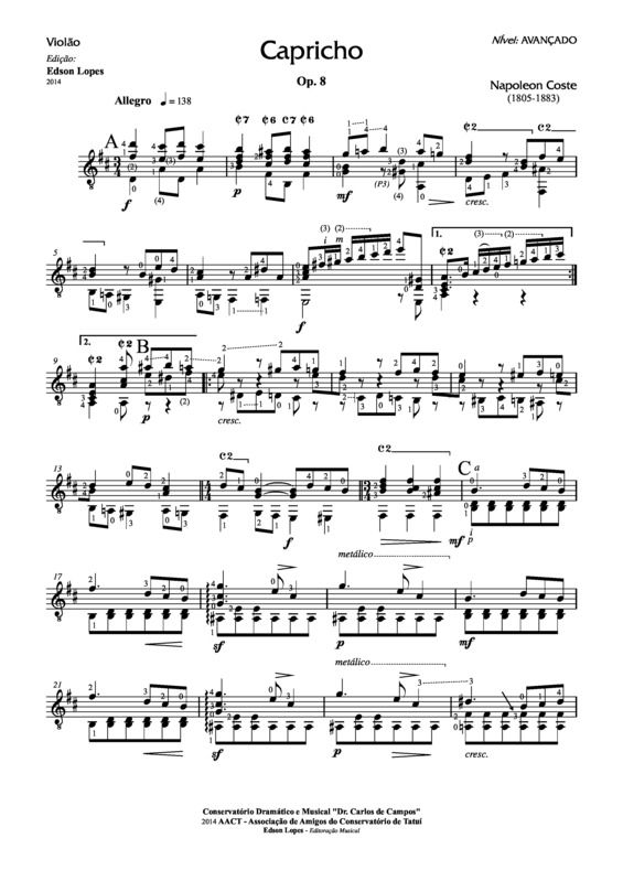 Partitura da música Capricho Op. 8