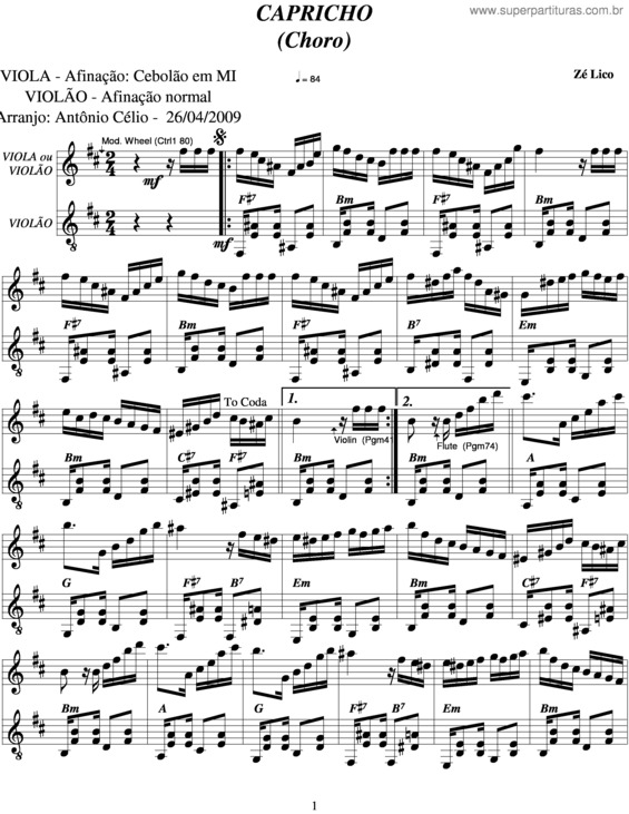 Partitura da música Capricho v.3