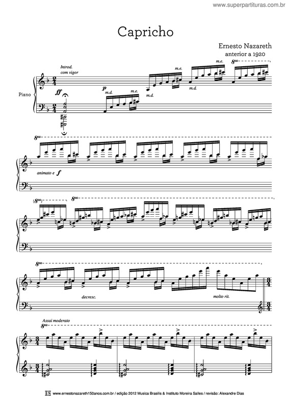 Partitura da música Capricho