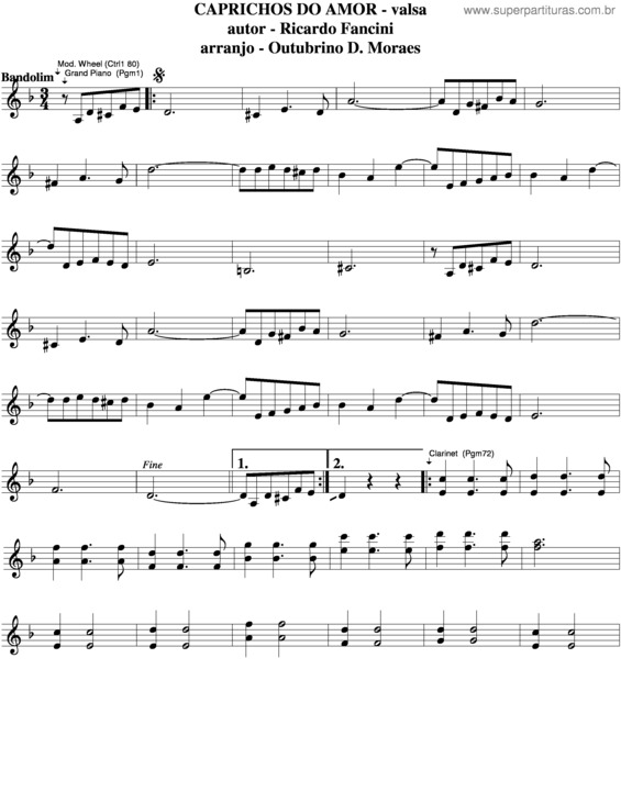 Partitura da música Caprichos Do Amor v.3