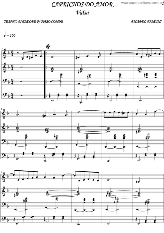 Partitura da música Caprichos Do Amor