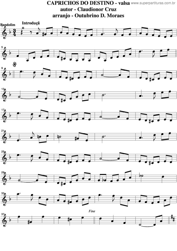 Partitura da música Caprichos Do Destino v.3