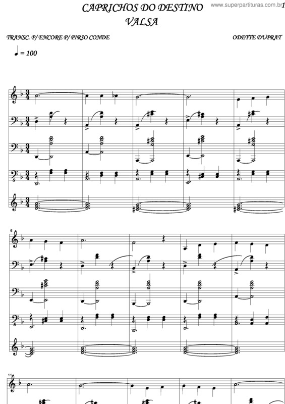 Partitura da música Caprichos Do Destino v.5