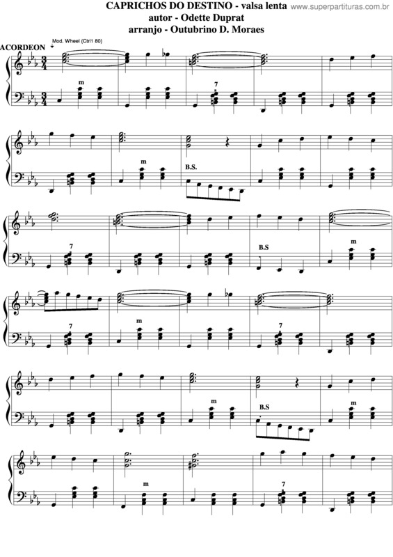 Partitura da música Caprichos Do Destino v.6