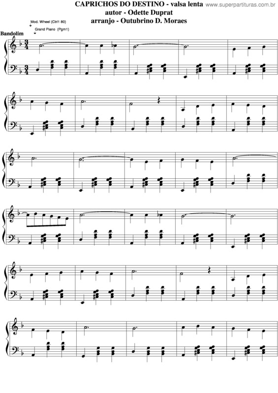 Partitura da música Caprichos Do Destino v.7