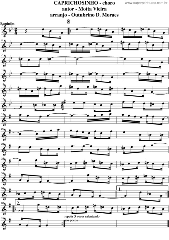 Partitura da música Caprichosinho