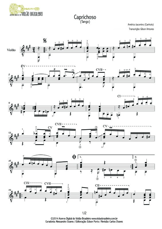 Partitura da música Caprichoso Canhoto