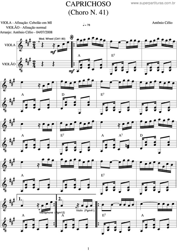 Partitura da música Caprichoso v.6
