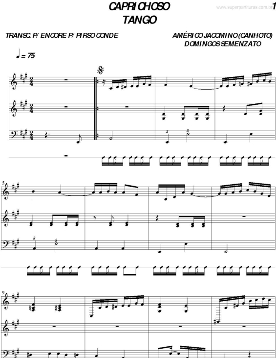 Partitura da música Caprichoso