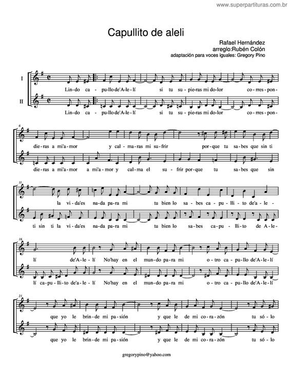 Partitura da música Capullito de aleli v.2