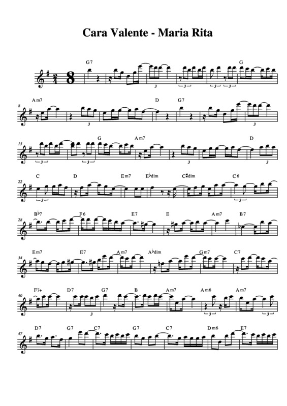 Partitura da música Cara Valente v.3