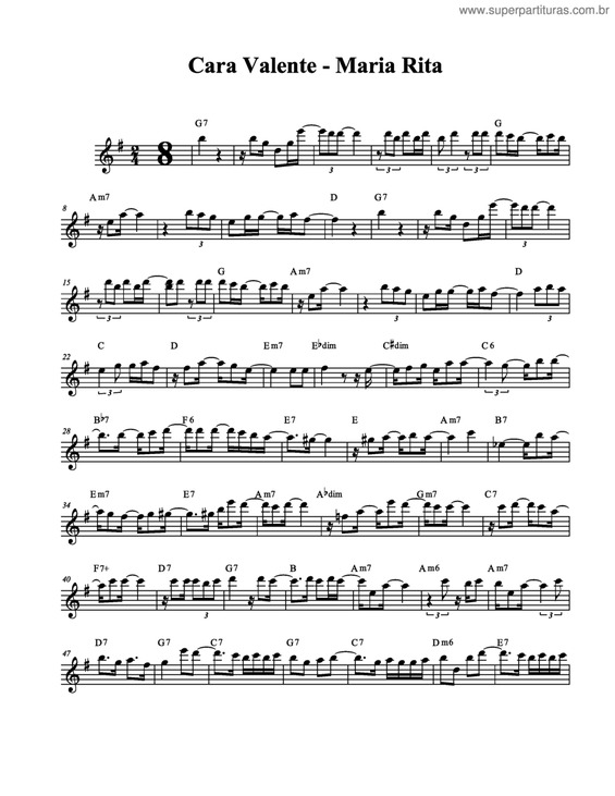 Partitura da música Cara Valente