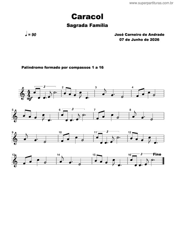 Partitura da música Caracol v.2