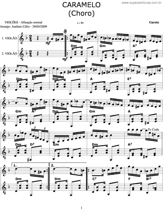 Partitura da música Caramelo