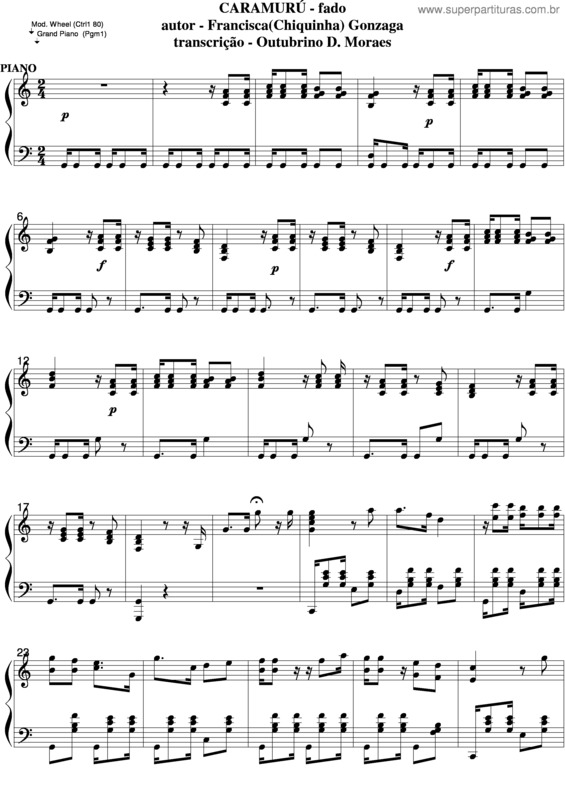 Partitura da música Caramurú