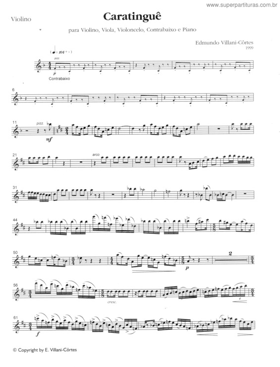 Partitura da música Caratinguê v.2