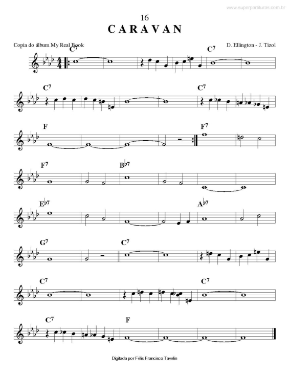 Partitura da música Caravan