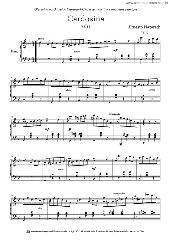 Partitura da música Cardosina