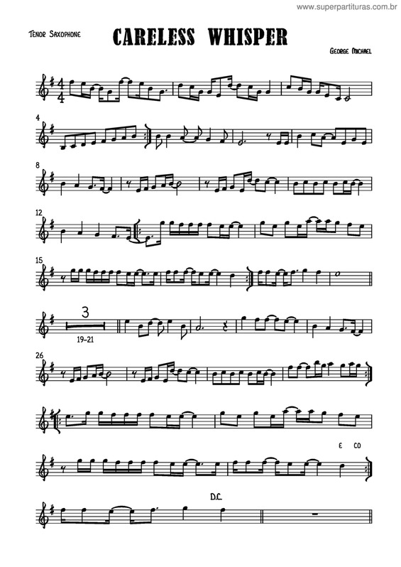 Partitura da música Careless Whisper v.11