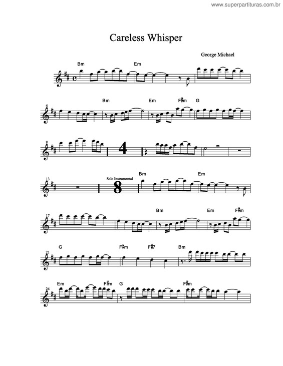 Partitura da música Careless Whisper v.2