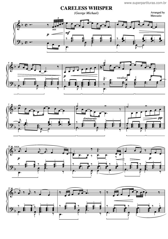 Partitura da música Careless Whisper v.4