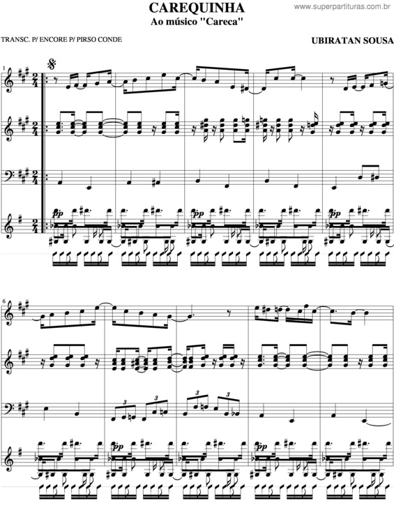 Partitura da música Carequinha v.2