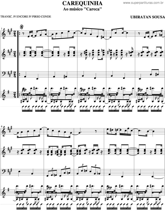 Partitura da música Carequinha v.2