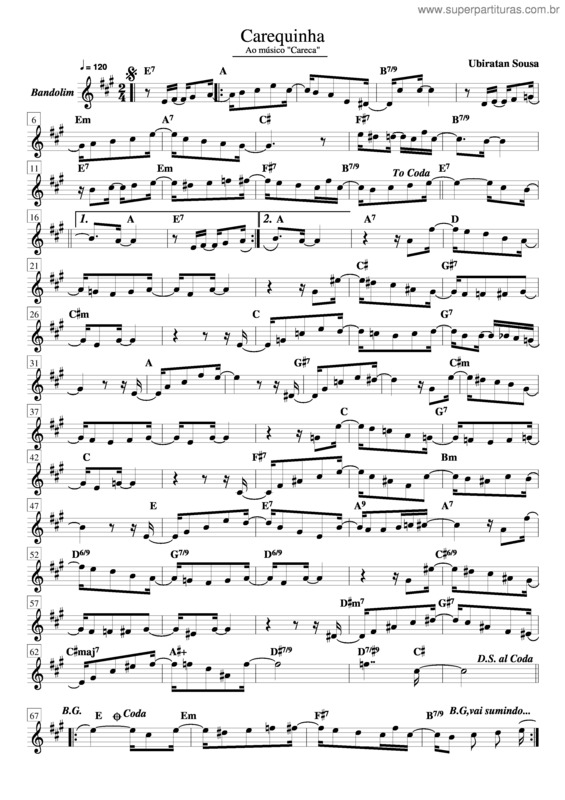 Partitura da música Carequinha