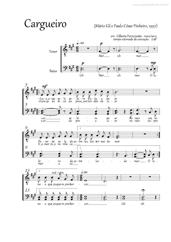 Partitura da música Cargueiro